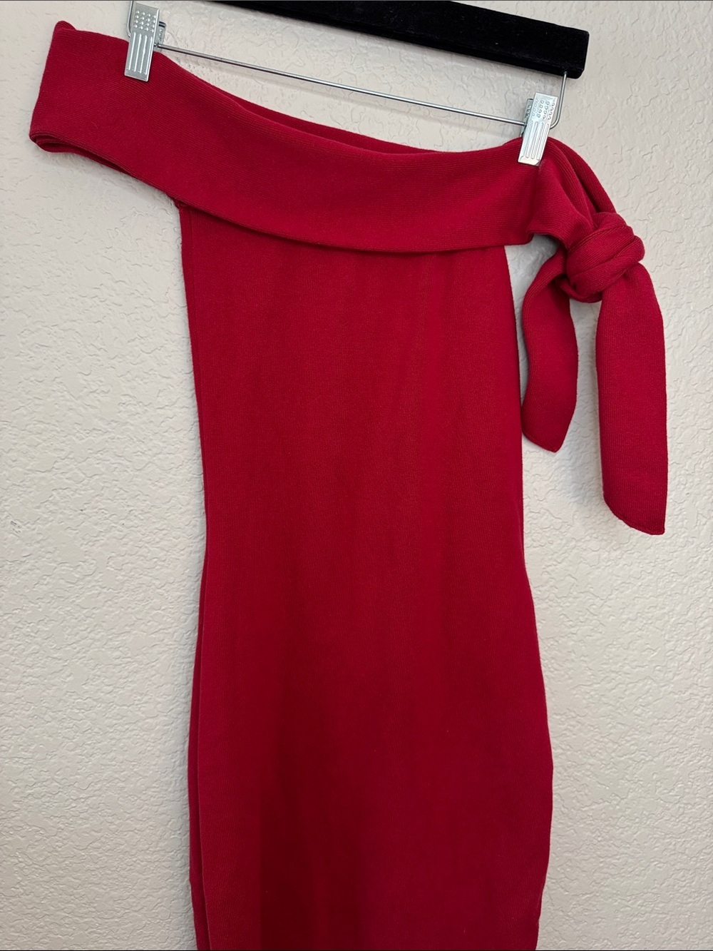 SNDYS x REVOLVE Jaymes Off the Shoulder Maxi Dress Small Body Contour Red Knit - Picture 3 of 7